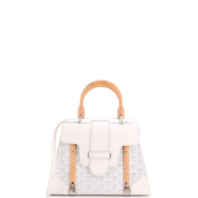 Pre-owned Goyard  Goyard Saigon Top Handle Bag Coated Canvas With Leather Pm In Orange