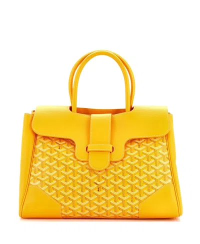 Pre-owned Pre-owned Goyard  Goyard Saigon Tote Bag Coated Canvas With Leather In Yellow