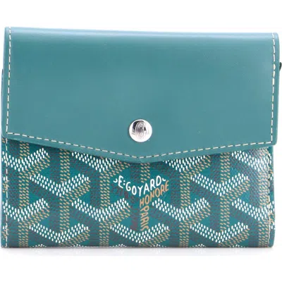 Pre-owned Goyard  Goyard Saint Gabriel Wallet Coated Canvas And Leather Compact In Blue