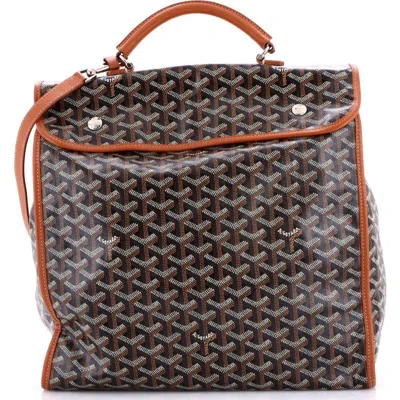 Pre-owned Goyard  Goyard Saint Leger Briefcase Backpack Coated Canvas In Brown