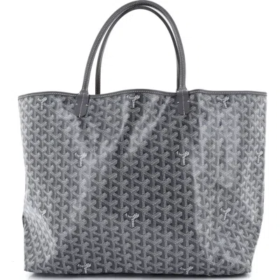 Pre-owned Goyard  Goyard Saint Louis Reversible Tote Coated Canvas And Printed Canvas Gm In Gray
