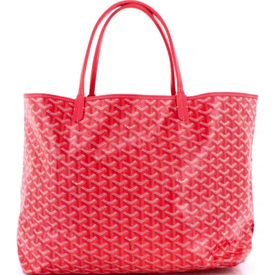 Pre-owned Goyard  Goyard Saint Louis Reversible Tote Coated Canvas And Printed Canvas Gm In Pink