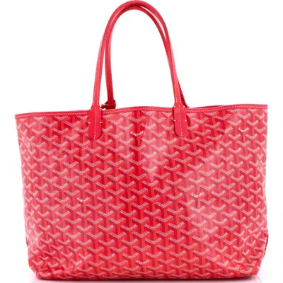 Pre-owned Goyard  Goyard Saint Louis Reversible Tote Coated Canvas And Printed Canvas Pm In Red
