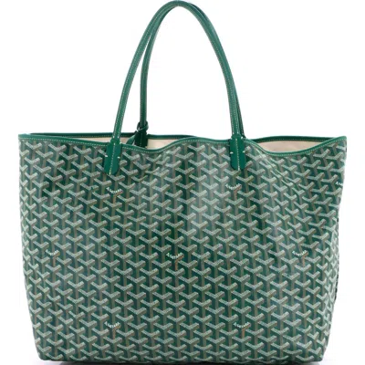 Pre-owned Goyard  Goyard Saint Louis Tote Claire Voie Coated Canvas Gm In Green