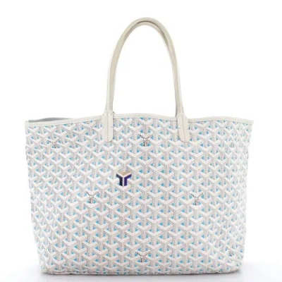 Pre-owned Goyard  Goyard Saint Louis Tote Claire Voie Coated Canvas Pm In White