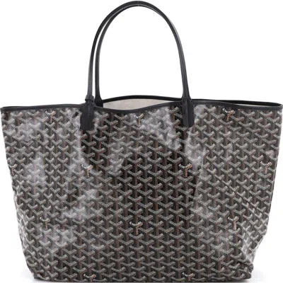Pre-owned Goyard  Goyard Saint Louis Tote Coated Canvas Gm In Black