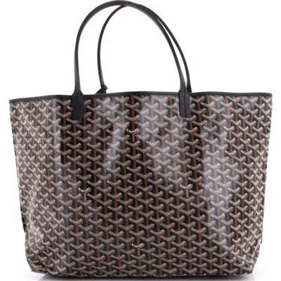 Pre-owned Goyard  Goyard Saint Louis Tote Coated Canvas Gm In Black