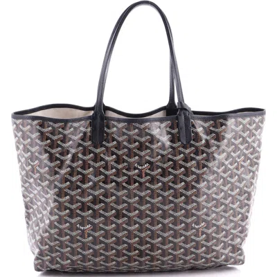 Pre-owned Goyard  Goyard Saint Louis Tote Coated Canvas Gm In Black