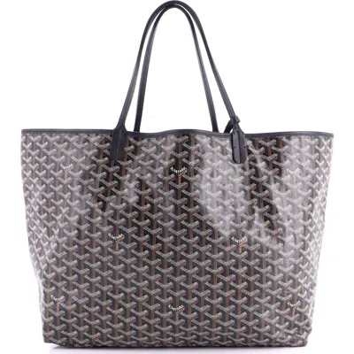 Pre-owned Goyard  Goyard Saint Louis Tote Coated Canvas Gm In Black