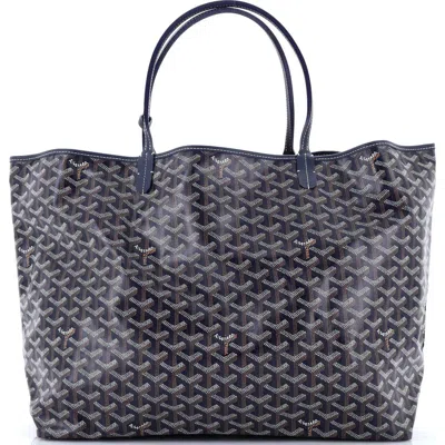 Pre-owned Goyard  Goyard Saint Louis Tote Coated Canvas Gm In Blue