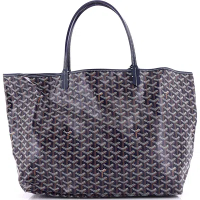 Pre-owned Goyard  Goyard Saint Louis Tote Coated Canvas Gm In Blue