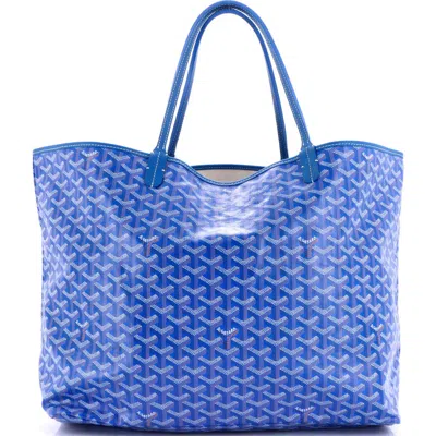 Pre-owned Goyard  Goyard Saint Louis Tote Coated Canvas Gm In Blue