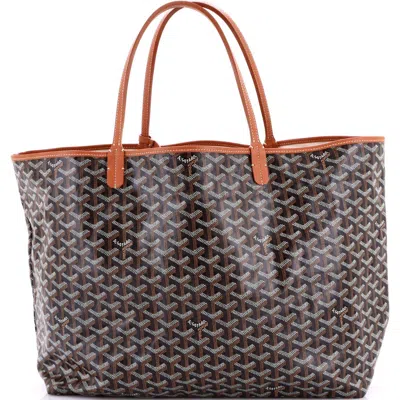 Pre-owned Goyard  Goyard Saint Louis Tote Coated Canvas Gm In Brown