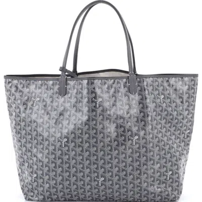 Pre-owned Goyard  Goyard Saint Louis Tote Coated Canvas Gm In Gray