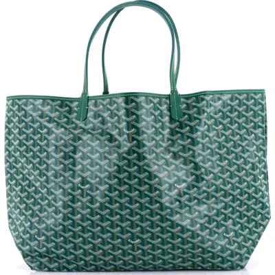 Pre-owned Goyard  Goyard Saint Louis Tote Coated Canvas Gm In Green