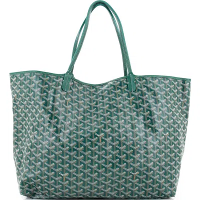 Pre-owned Goyard  Goyard Saint Louis Tote Coated Canvas Gm In Green
