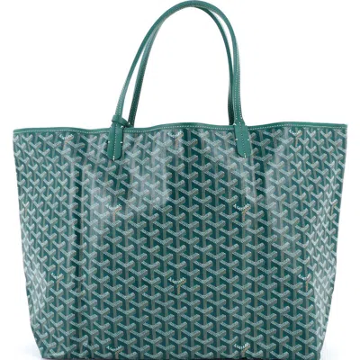 Pre-owned Goyard  Goyard Saint Louis Tote Coated Canvas Gm In Green
