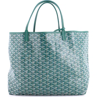 Pre-owned Goyard  Goyard Saint Louis Tote Coated Canvas Gm In Green