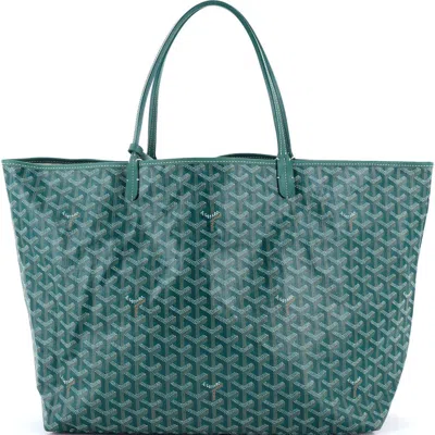 Pre-owned Goyard  Goyard Saint Louis Tote Coated Canvas Gm In Green