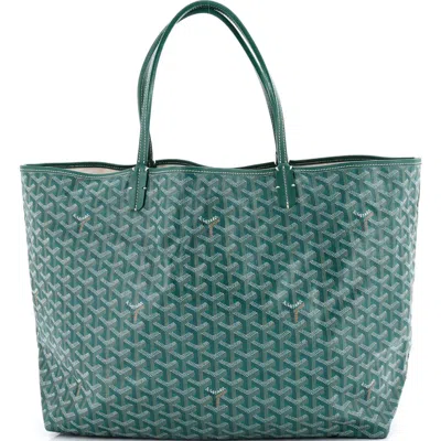 Pre-owned Goyard  Goyard Saint Louis Tote Coated Canvas Gm In Green