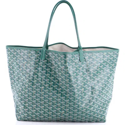 Pre-owned Goyard  Goyard Saint Louis Tote Coated Canvas Gm In Green