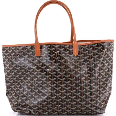 Pre-owned Goyard  Goyard Saint Louis Tote Coated Canvas Pm In Brown