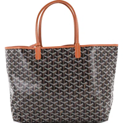 Pre-owned Goyard  Goyard Saint Louis Tote Coated Canvas Pm In Brown