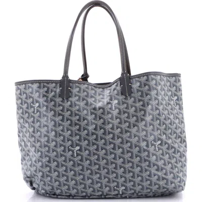 Pre-owned Goyard  Goyard Saint Louis Tote Coated Canvas Pm In Gray