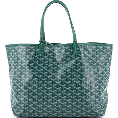Pre-owned Goyard  Goyard Saint Louis Tote Coated Canvas Pm In Green