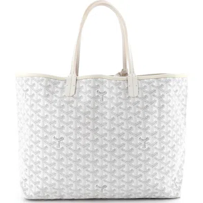 Pre-owned Goyard  Goyard Saint Louis Tote Coated Canvas Pm In White