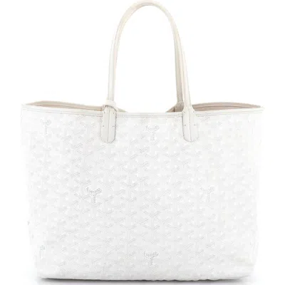 Pre-owned Goyard  Goyard Saint Louis Tote Coated Canvas Pm In White