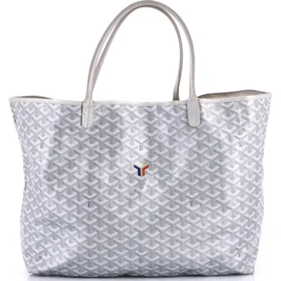 Pre-owned Goyard  Goyard Saint Louis Tote Precious Metals Coated Canvas Gm In Gray