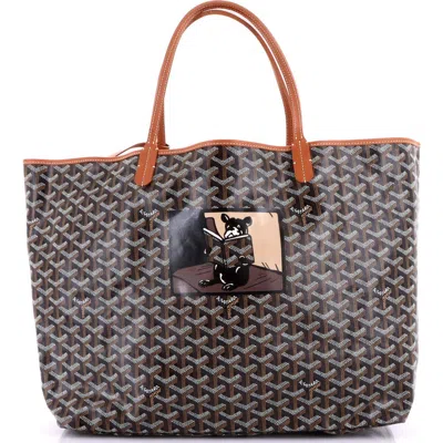 Pre-owned Goyard  Goyard Saint Louis Tote Printed Coated Canvas Gm In Brown