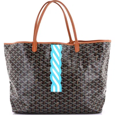 Pre-owned Goyard  Goyard Saint Louis Tote Printed Coated Canvas Gm In Brown