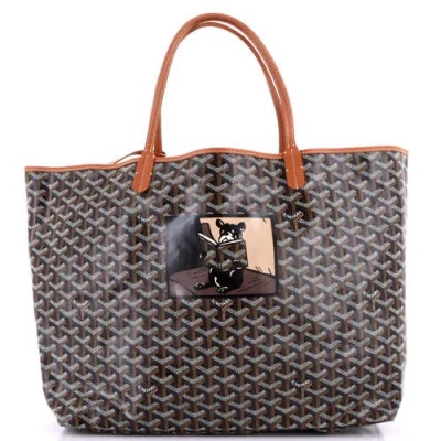 Pre-owned Goyard  Goyard Saint Louis Tote Printed Coated Canvas Gm In Brown
