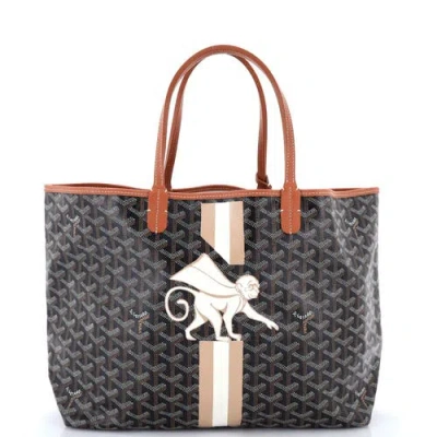 Pre-owned Goyard  Goyard Saint Louis Tote Printed Coated Canvas Pm In Brown