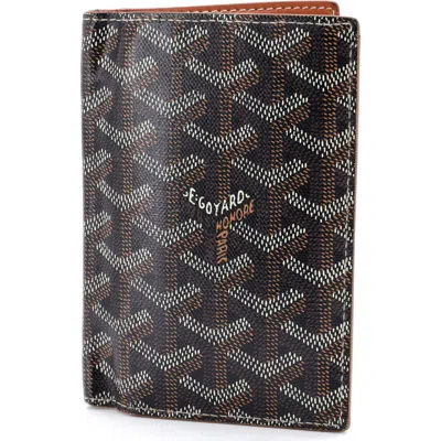 Pre-owned Goyard  Goyard Saint Marc Card Case Coated Canvas In Black