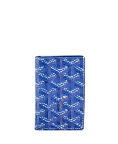 Pre-owned Pre-owned Goyard  Goyard Saint Pierre Card Case Coated Canvas In Blue