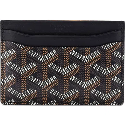 Pre-owned Goyard  Goyard Saint Sulpice Card Holder Coated Canvas In Black