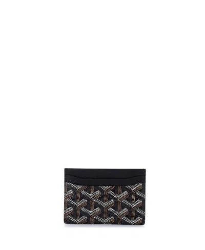 Pre-owned Pre-owned Goyard  Goyard Saint Sulpice Card Holder Coated Canvas In Black