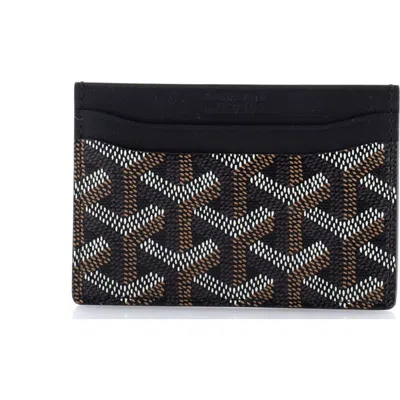 Pre-owned Goyard  Goyard Saint Sulpice Card Holder Coated Canvas In Black