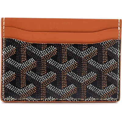 Pre-owned Goyard  Goyard Saint Sulpice Card Holder Coated Canvas In Black