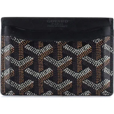 Pre-owned Goyard  Goyard Saint Sulpice Card Holder Coated Canvas In Black