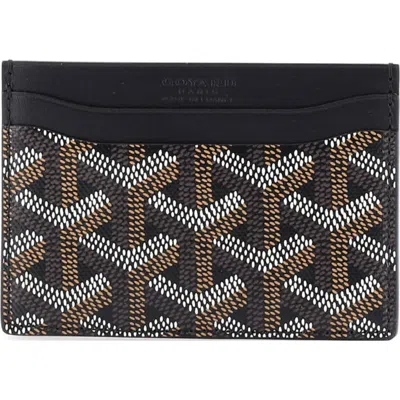 Pre-owned Goyard  Goyard Saint Sulpice Card Holder Coated Canvas In Black