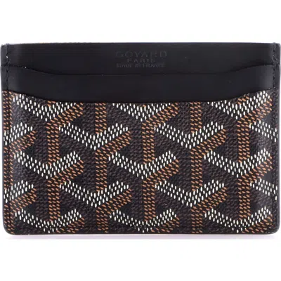 Pre-owned Goyard  Goyard Saint Sulpice Card Holder Coated Canvas In Black