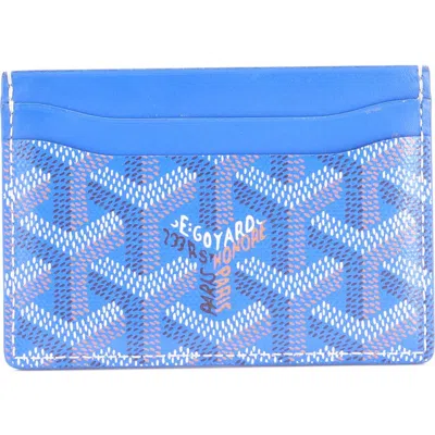 Pre-owned Goyard  Goyard Saint Sulpice Card Holder Coated Canvas In Blue