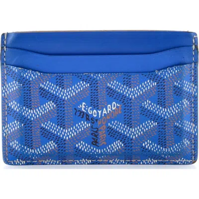 Pre-owned Goyard  Goyard Saint Sulpice Card Holder Coated Canvas In Blue