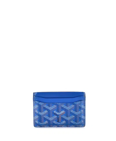 Pre-owned Pre-owned Goyard  Goyard Saint Sulpice Card Holder Coated Canvas In Blue