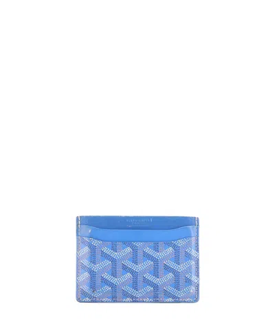 Pre-owned Pre-owned Goyard  Goyard Saint Sulpice Card Holder Coated Canvas In Blue