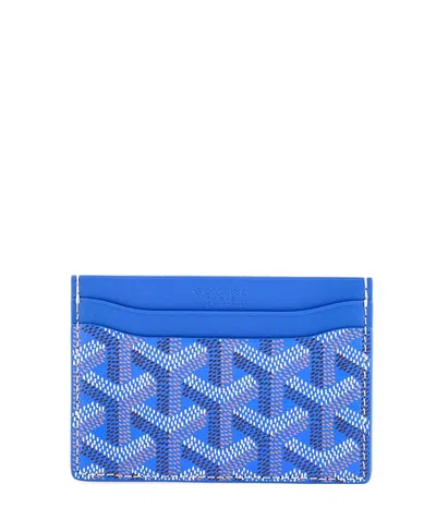 Pre-owned Pre-owned Goyard  Goyard Saint Sulpice Card Holder Coated Canvas In Blue